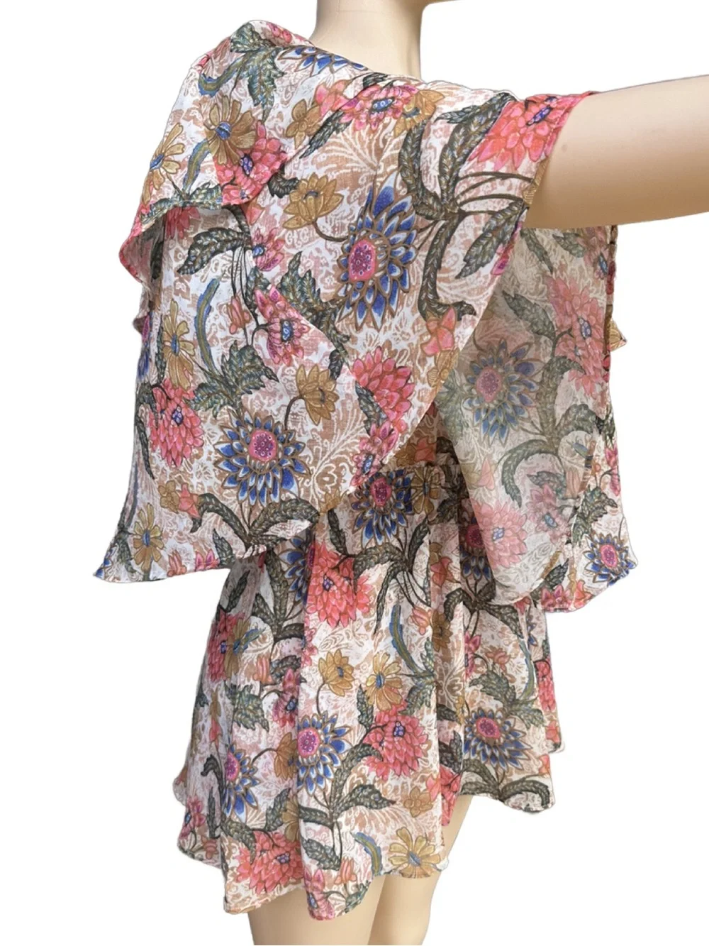 Show Me Your MuMu Women’s Floral Tiered Romper Shorts in Pink, Blue, Brown